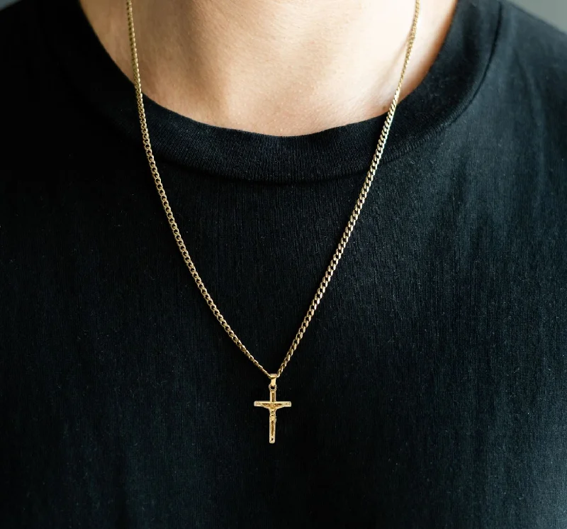 necklaces with blue sapphire -Cross Pendant Necklace | Gold