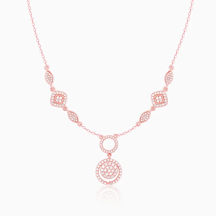 necklaces rose gold fashion -Rose Gold Radiant Halo Necklace