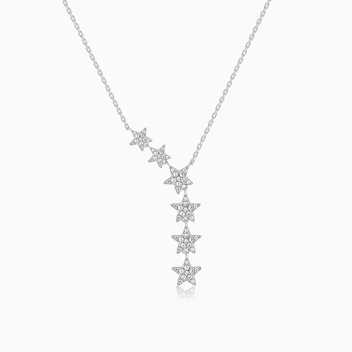 necklaces with geometric shape -Silver Starry Drop Necklace