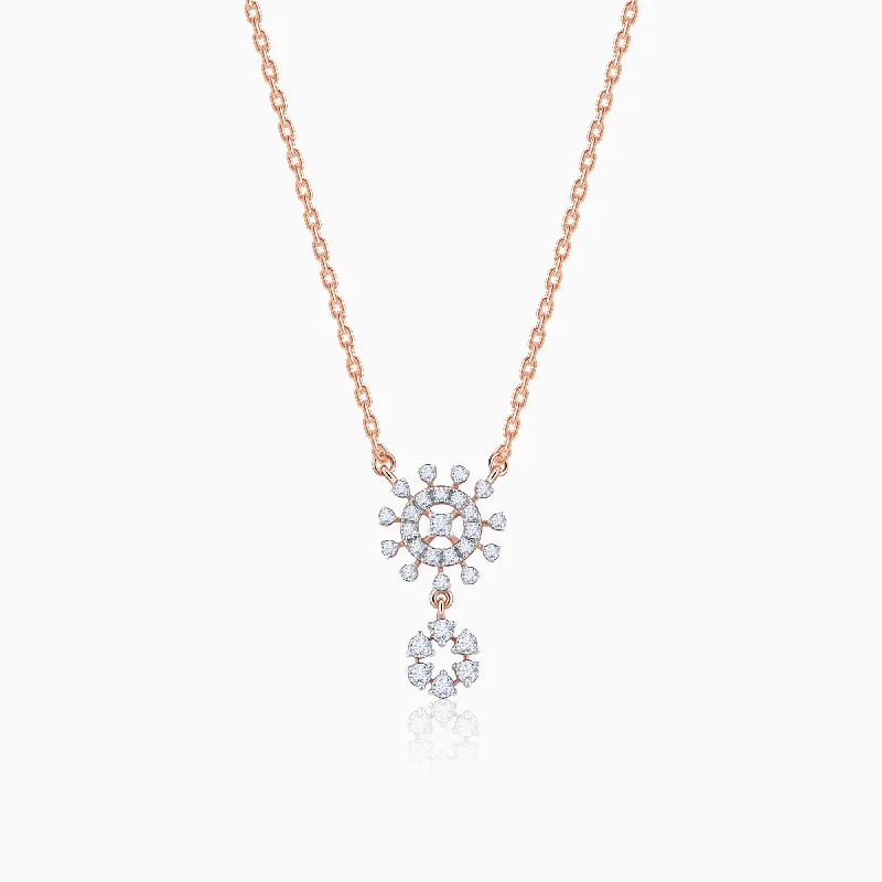 necklaces with aquamarine stone -Rose Gold Floral Glimmer Diamond Necklace