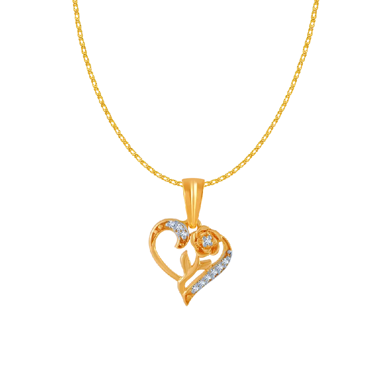 necklaces for prom night -14KT (585) Yellow Gold And Diamond Pendant For Women