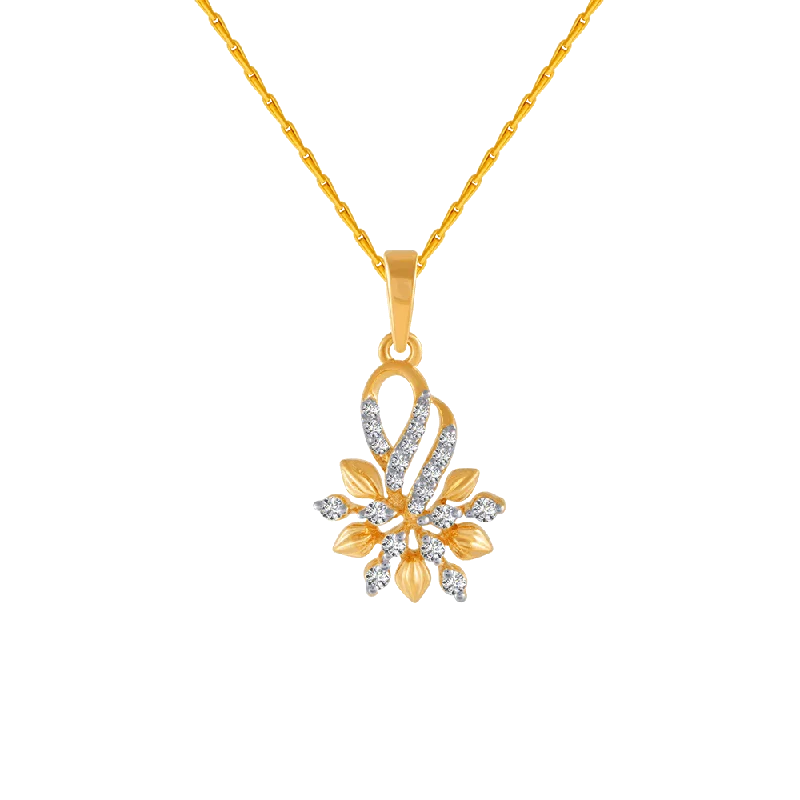 necklaces with pink sapphire -14KT (585) Yellow Gold And Diamond Pendant For Women