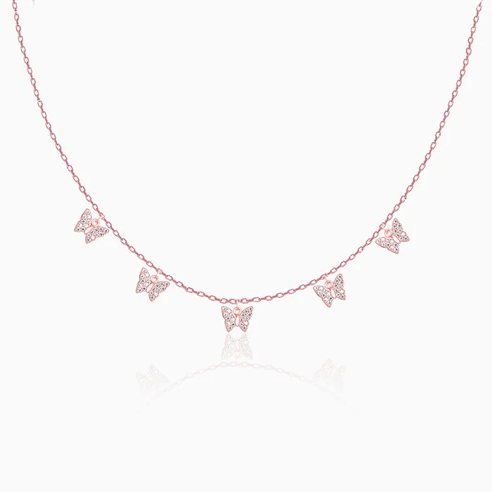 necklaces for prom night -Anushka Sharma Rose Gold Wavering Wings Butterfly Necklace