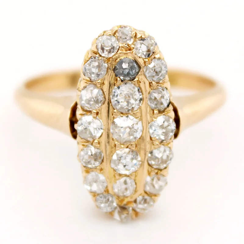 ladies engagement rings eco friendly option -1860s Victorian 1.00ctw Diamond Cluster Cocktail Ring in Assay 14k Yellow Gold