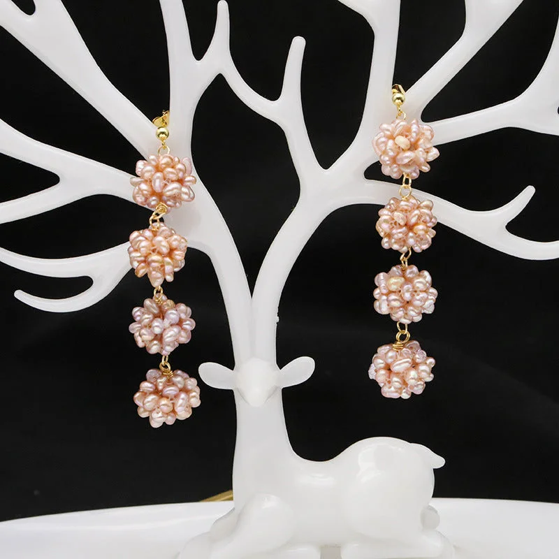 Pink Pearl Ball Earrings