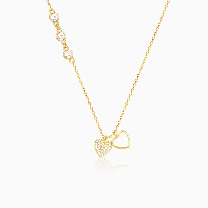 necklaces adjustable length fit -Golden Heart to Heart Necklace