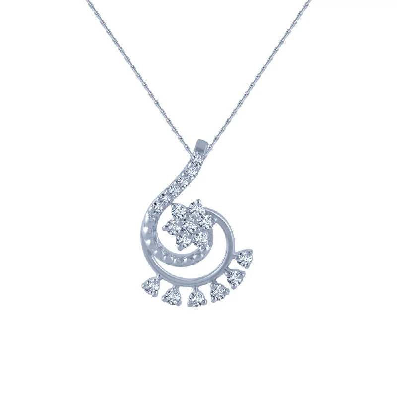 necklaces for beach wear -14k (585) White Gold And Diamond Pendant For Women