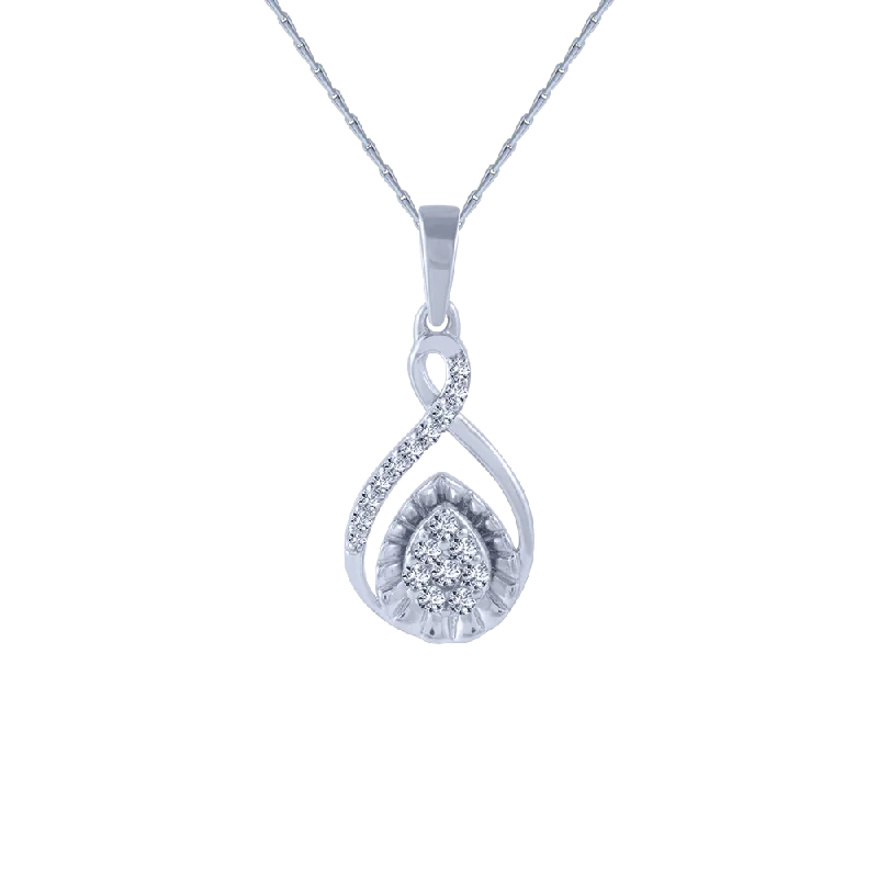 necklaces with geometric shape -14KT (585) White Gold And Diamond Pendant For Women