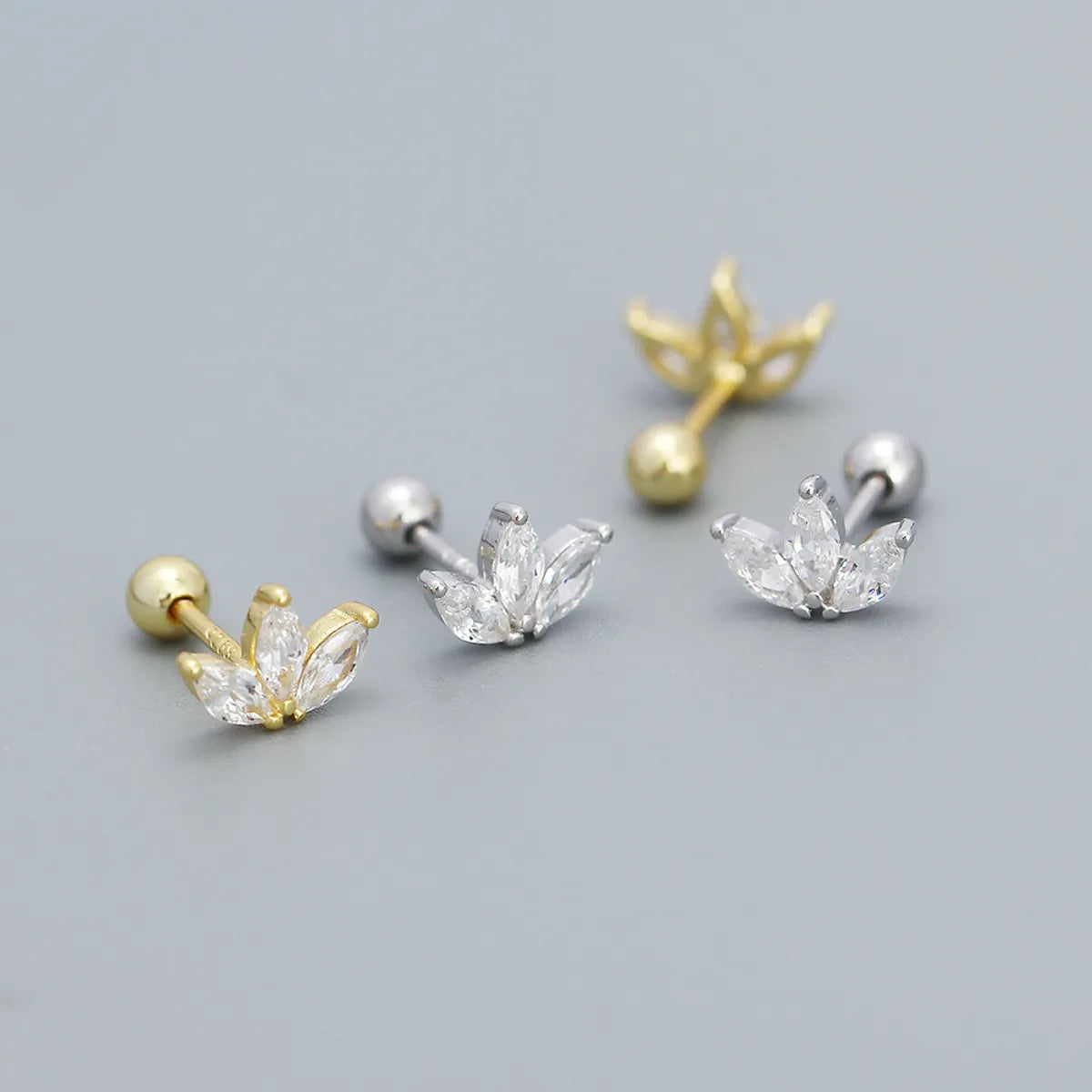 ladies earrings affordable luxury -Sweet Flower Sterling Silver Plating Zircon Earrings 1 Pair