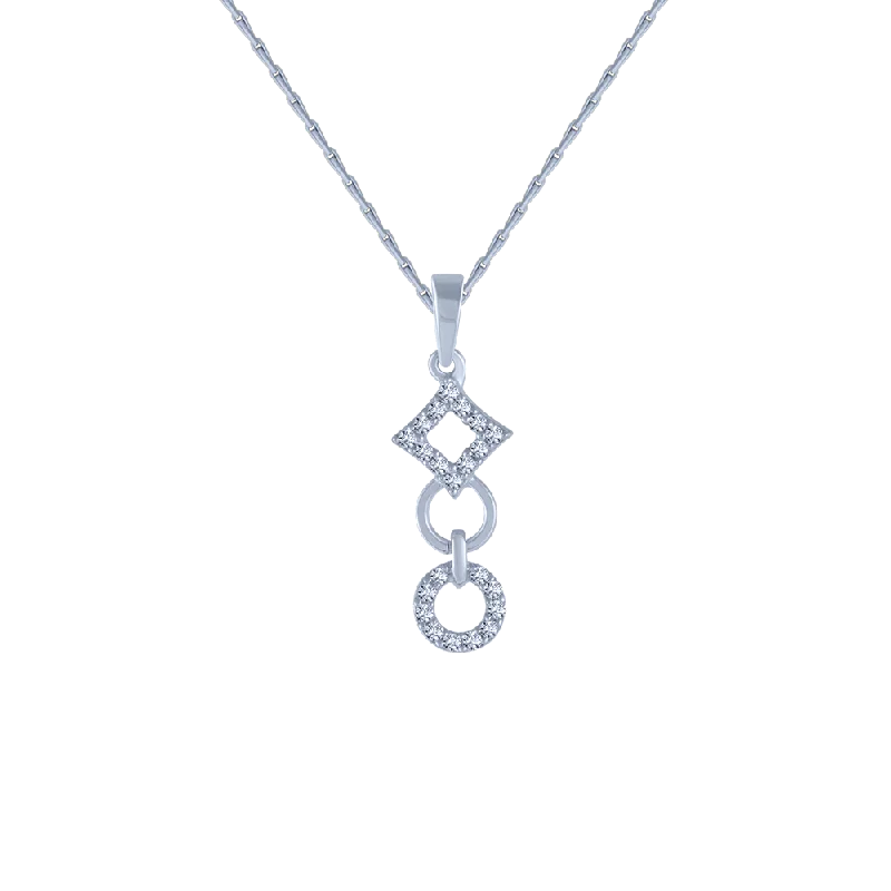 necklaces adjustable length fit -14KT (585) White Gold And Diamond Pendant For Women