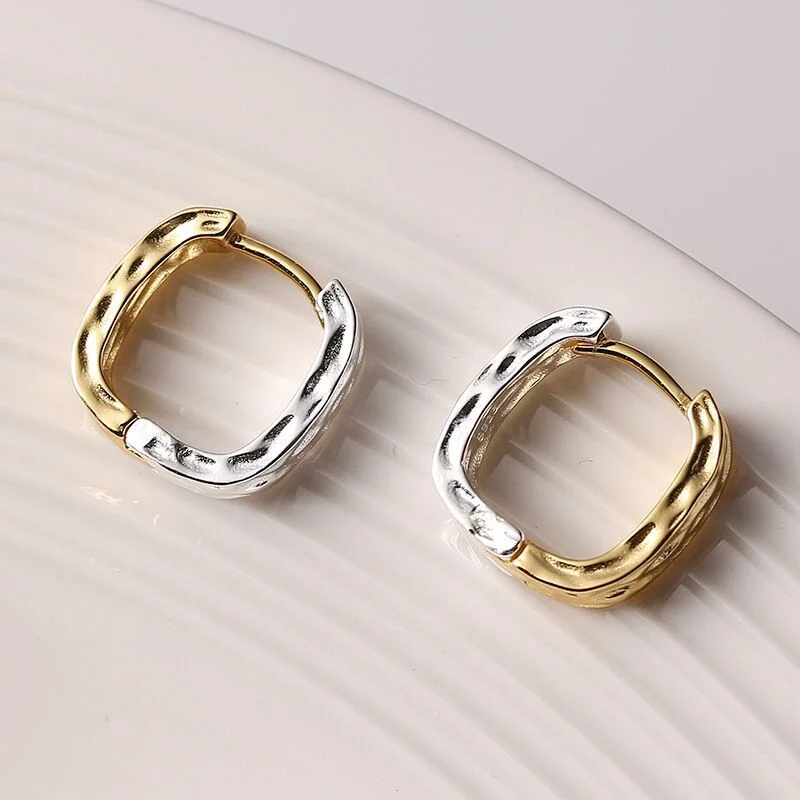 ladies earrings white gold shine -1 Pair Commute Color Block Plating Copper Gold Plated Earrings