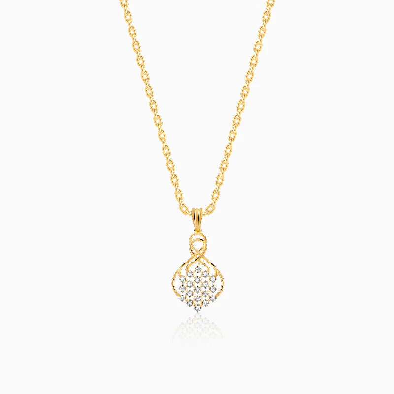 necklaces for holiday gift -Gold Poire Diamond Pendant