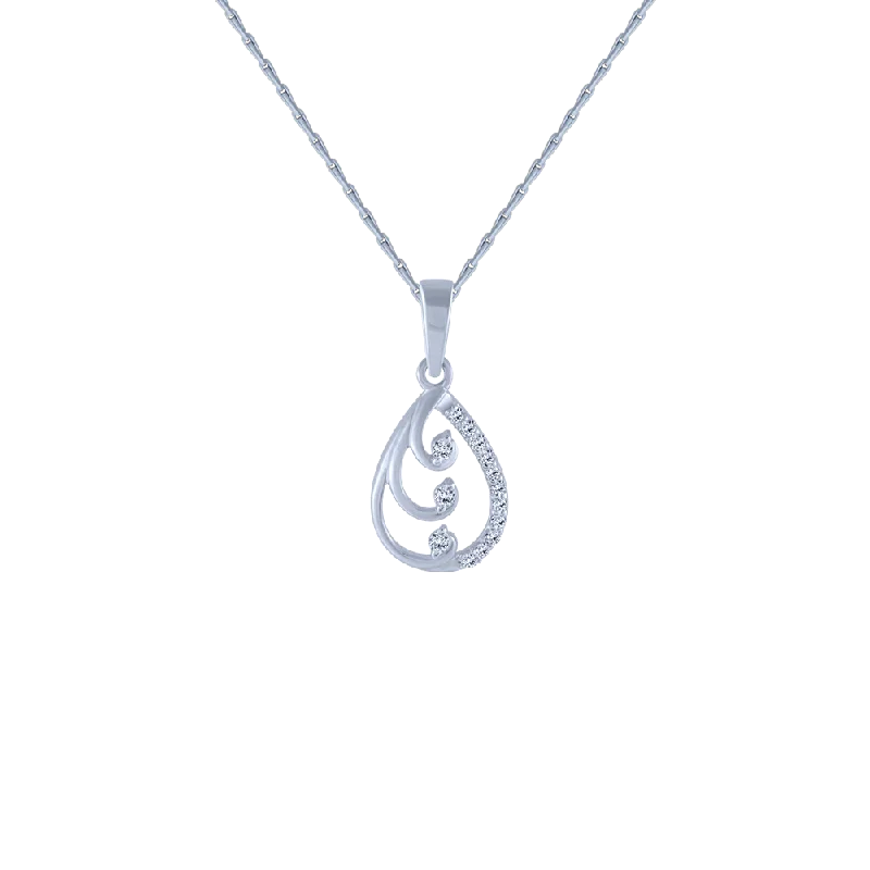 necklaces layered stackable set -14KT (585) White Gold And Diamond Pendant For Women