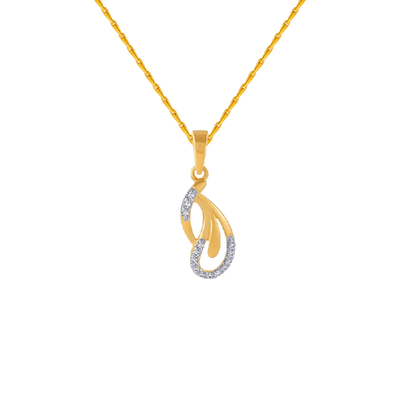 necklaces for party glamour -14KT (585) Yellow Gold And Diamond Pendant For Women