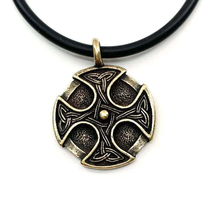 necklaces for daily elegance -Celtic Cross Trinity Brass Shield Pendant Necklace