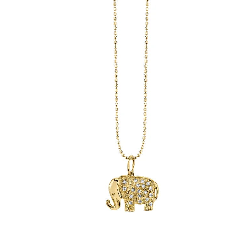 ladies engagement rings with diamond solitaire -Gold & Diamond Small Elephant Charm