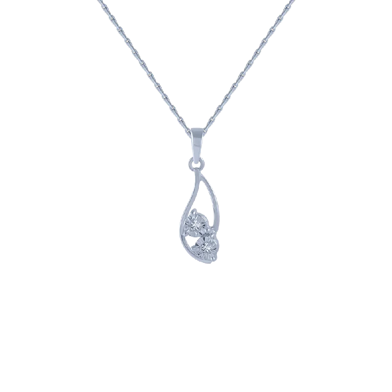 necklaces with rainbow gems -14KT (585) White Gold And Diamond Pendant For Women