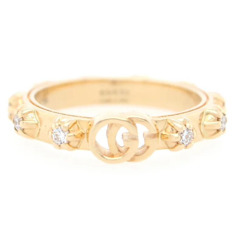 ladies engagement rings simple elegance -Gucci 0.50ctw Diamond GG Band Ring in 18k Yellow Gold | Size 14