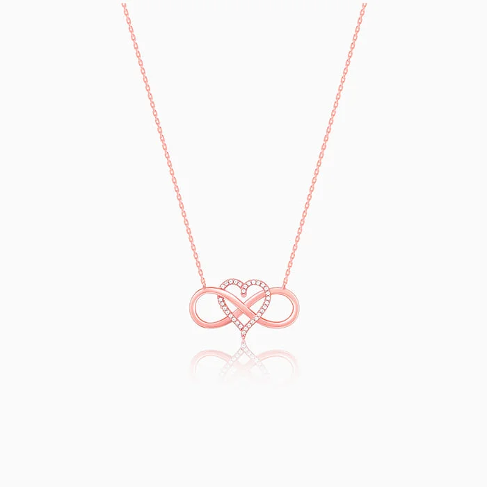 necklaces with sun pendant -Rosegold Infinity Heart Necklace