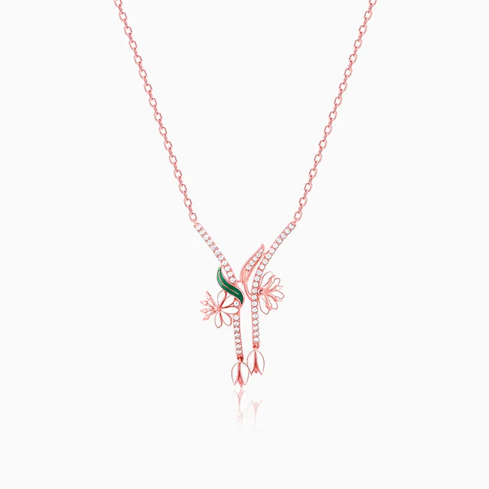 necklaces for office wear -Rose Gold Snowy Safed Musli Necklace