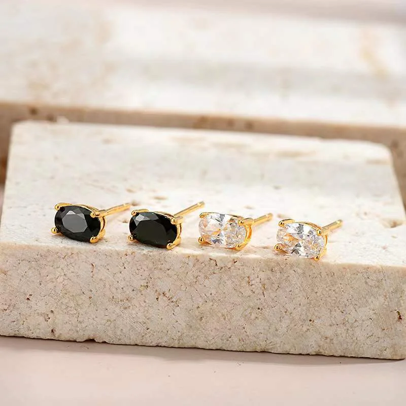 Black Zircon Stud Earrings