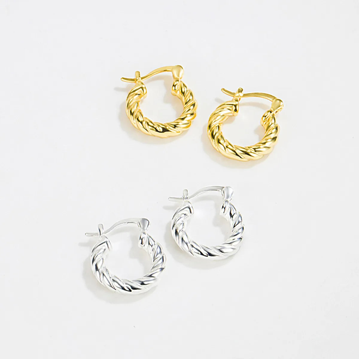 ladies earrings for beach wear -1 Pair Simple Style U Shape Twist Plating Sterling Silver Earrings