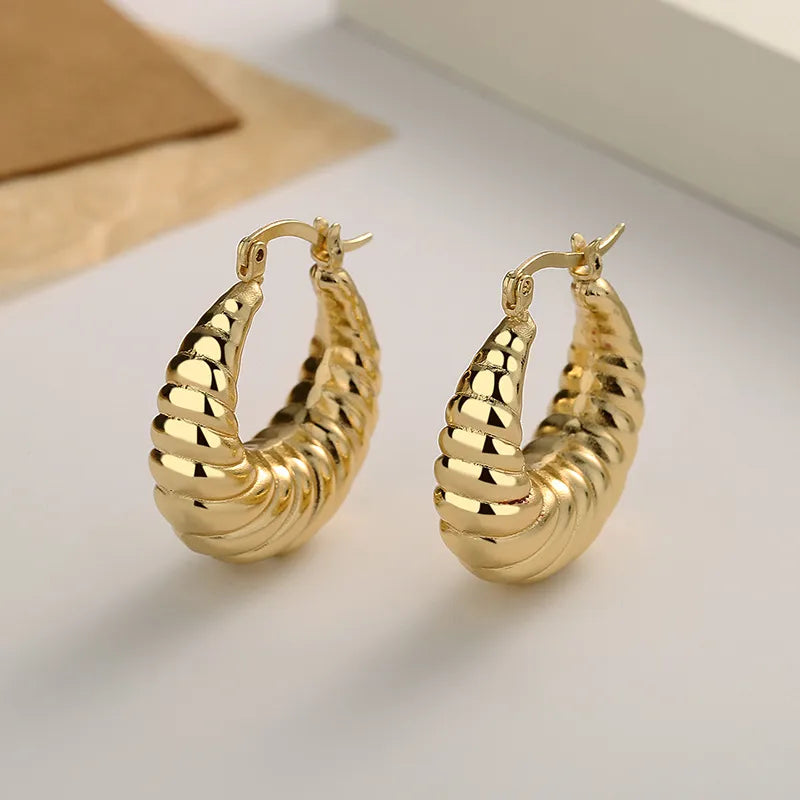 ladies earrings delicate dangle charm -1 Pair Casual Simple Style U Shape Solid Color Plating Brass Earrings