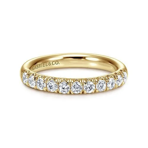 ladies engagement rings hypoallergenic metal -14K Y Gold 0.50ctw Ladies French Pave Diamond Band