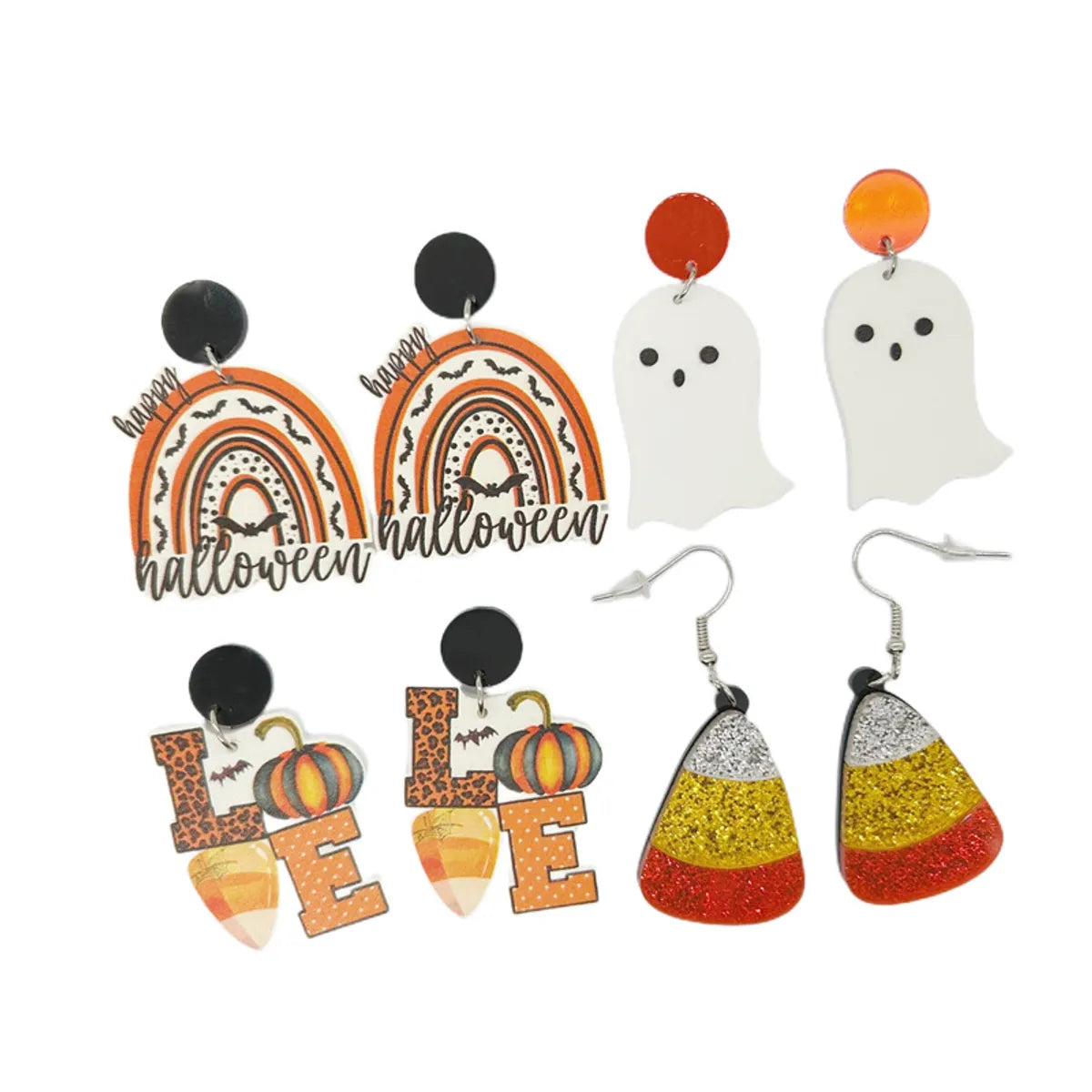 ladies earrings promise token style -1 Pair Cute Funny Pumpkin Letter Ghost Arylic Drop Earrings