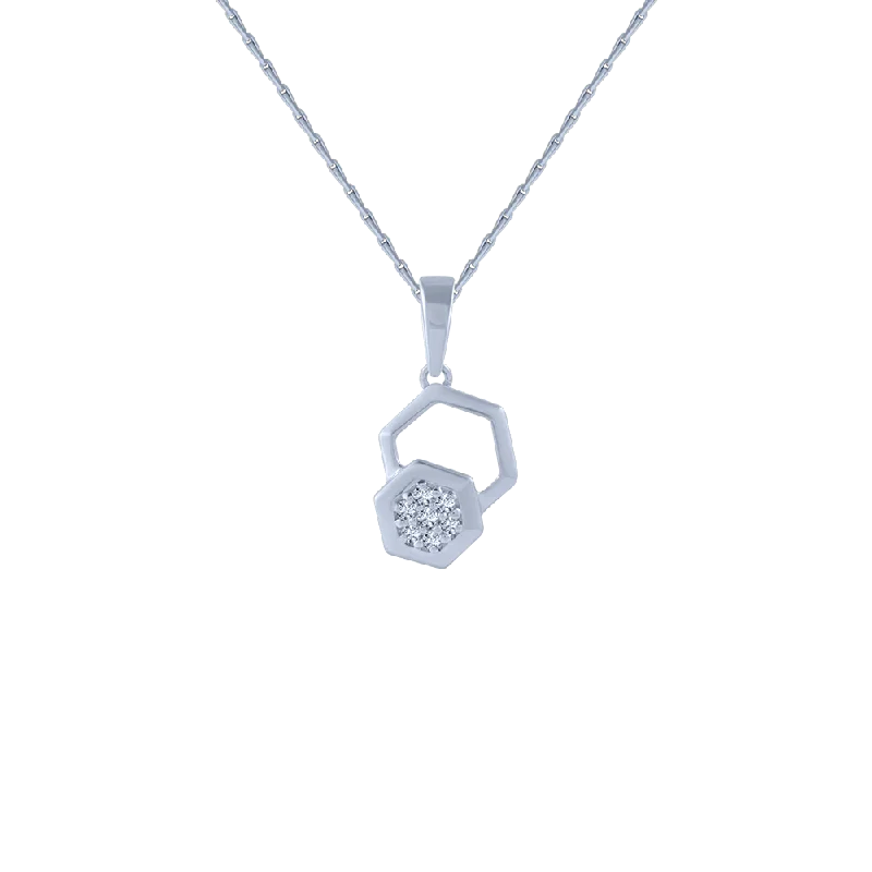 necklaces with opal gem -14KT (585) White Gold And Diamond Pendant For Women