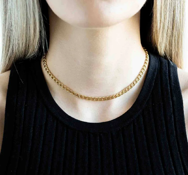 necklaces sleek modern design -Chain Choker | Gold