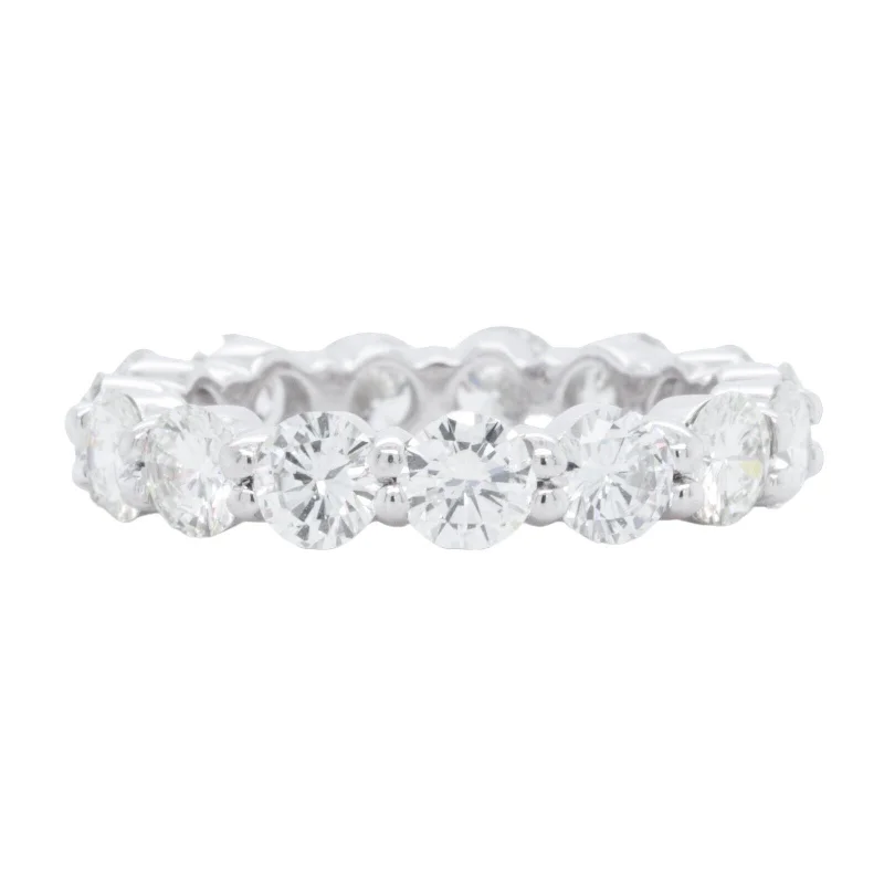 ladies engagement rings floral inspired -14k White Gold 15 Stone Round Diamond Eternity Band 3.75ctw G-H VS2-SI1 sz 5.75