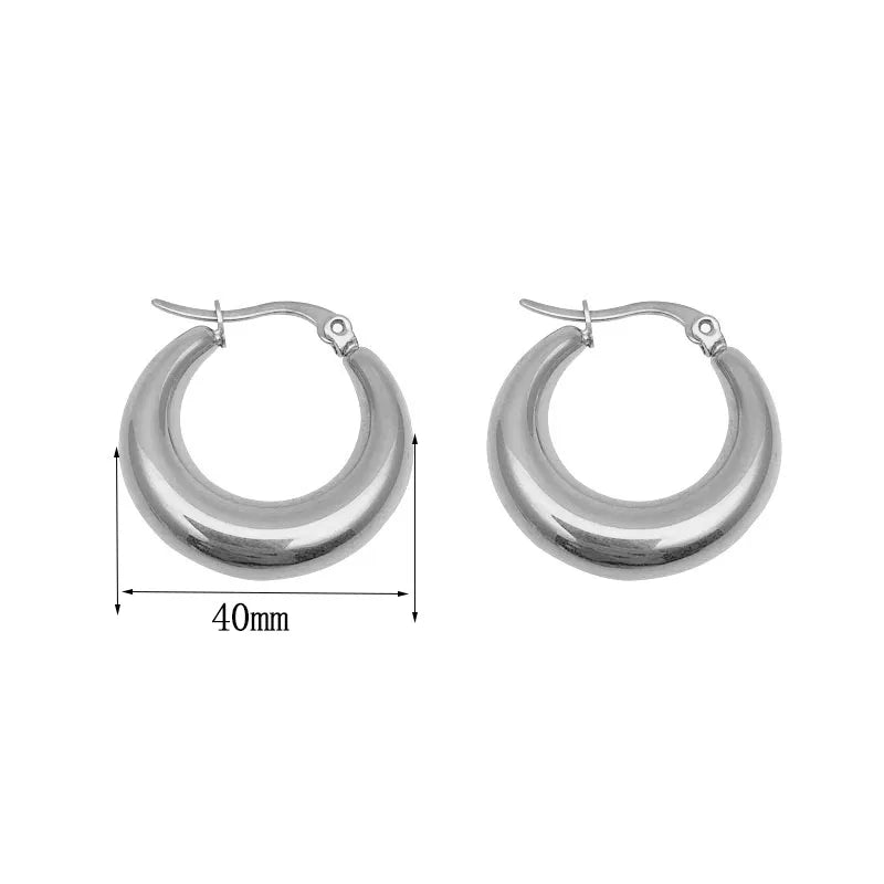 Water Drop Oval Earrings Silver-Large Size