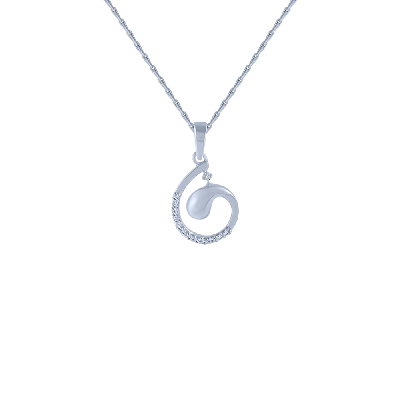 necklaces for casual chic -14KT (585) White Gold And Diamond Pendant For Women