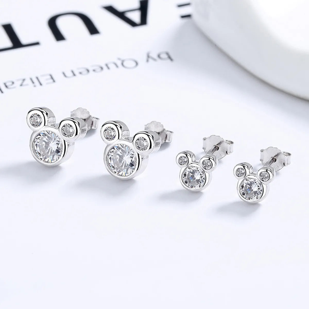 ladies earrings for party wear -1 Pair Classic Style Cartoon Plating Inlay Sterling Silver Zircon Ear Studs