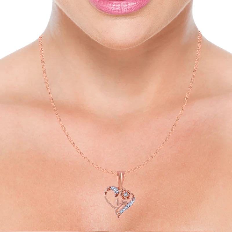 necklaces with geometric shape -14KT (585) Rose Gold And Diamond Pendant For Women