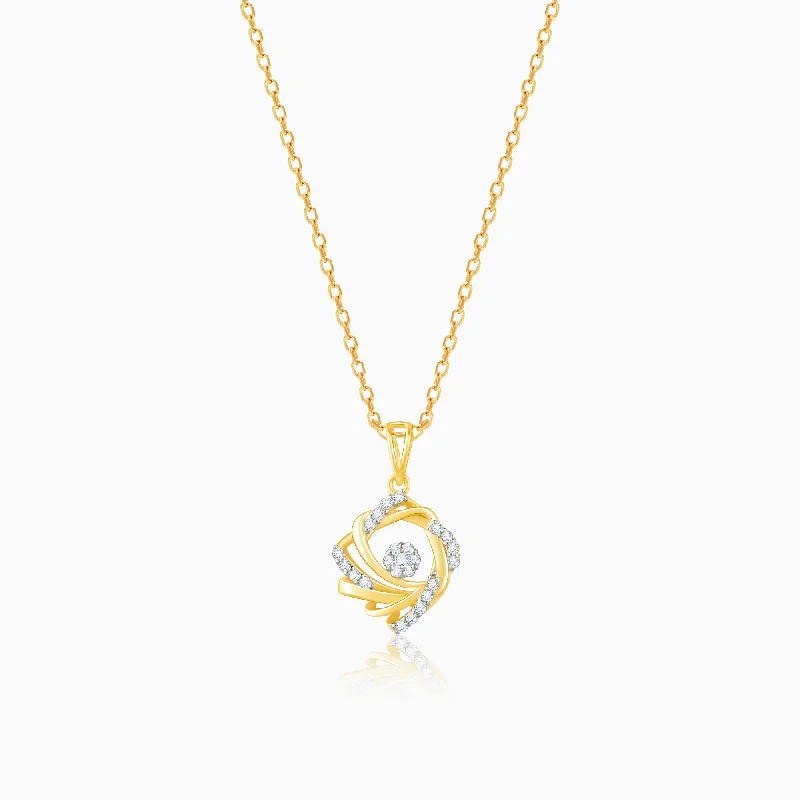 necklaces with rainbow gems -Gold Gentle Floral Diamond Pendant