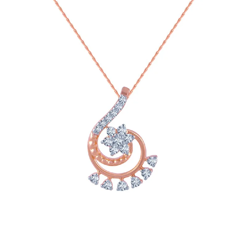 necklaces with shell design -14k (585) Rose Gold And Diamond Pendant For Women