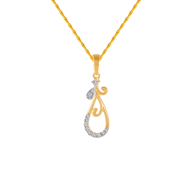 necklaces for wedding gift -14KT (585) Yellow Gold And Diamond Pendant For Women