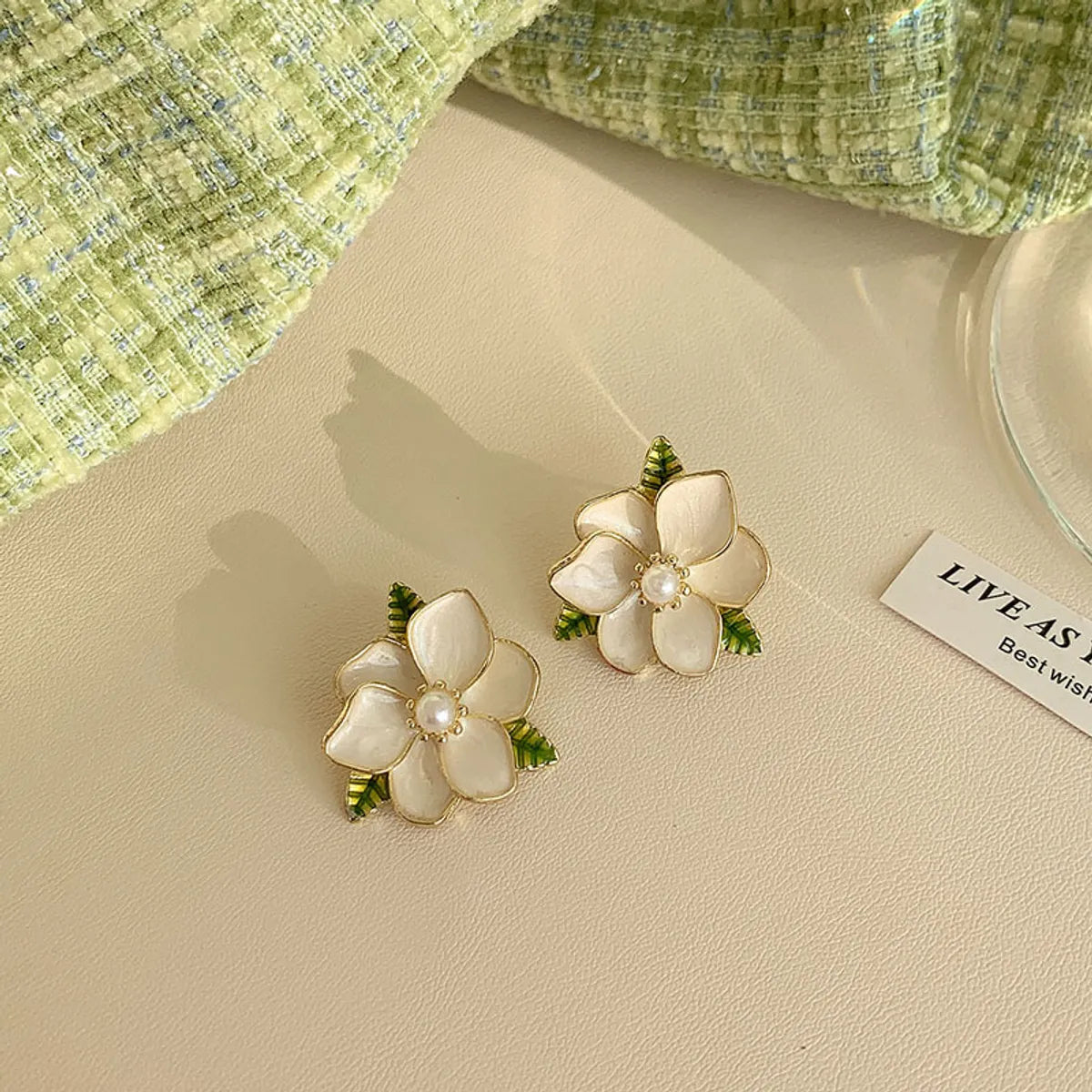 Gardenia Flower Stud Earrings