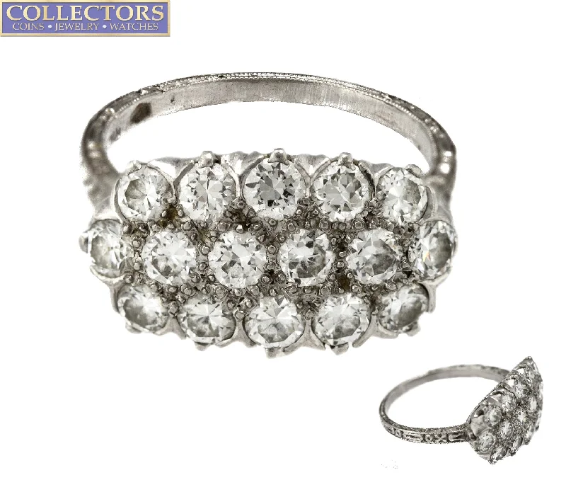 ladies engagement rings simple elegance -Ladies 1930's Antique Art Deco Platinum 2.08ctw Diamond Cluster Band Ring