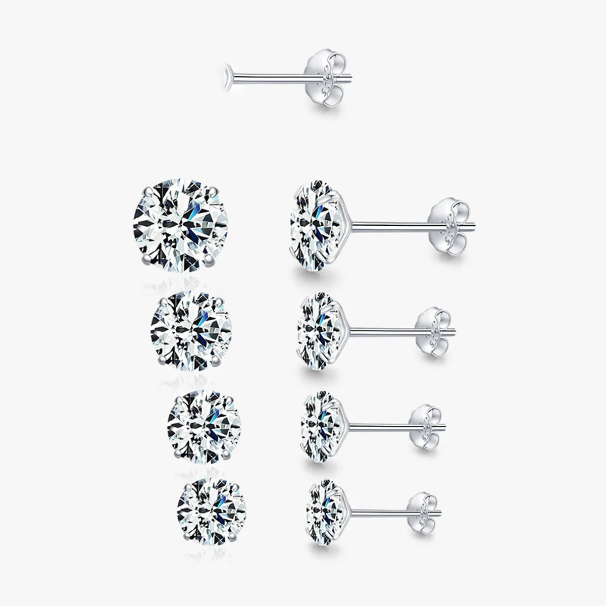 ladies earrings for holiday gift -Fashion Round Silver Plating Inlay Zircon Ear Studs 1 Pair