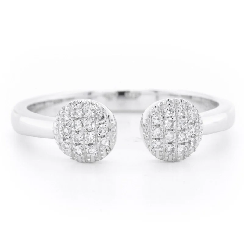 ladies engagement rings trendy 2025 style -Dana Rebecca 14k White Gold Single Cut Diamond Pave Disc Ring 0.28ctw sz 7.25