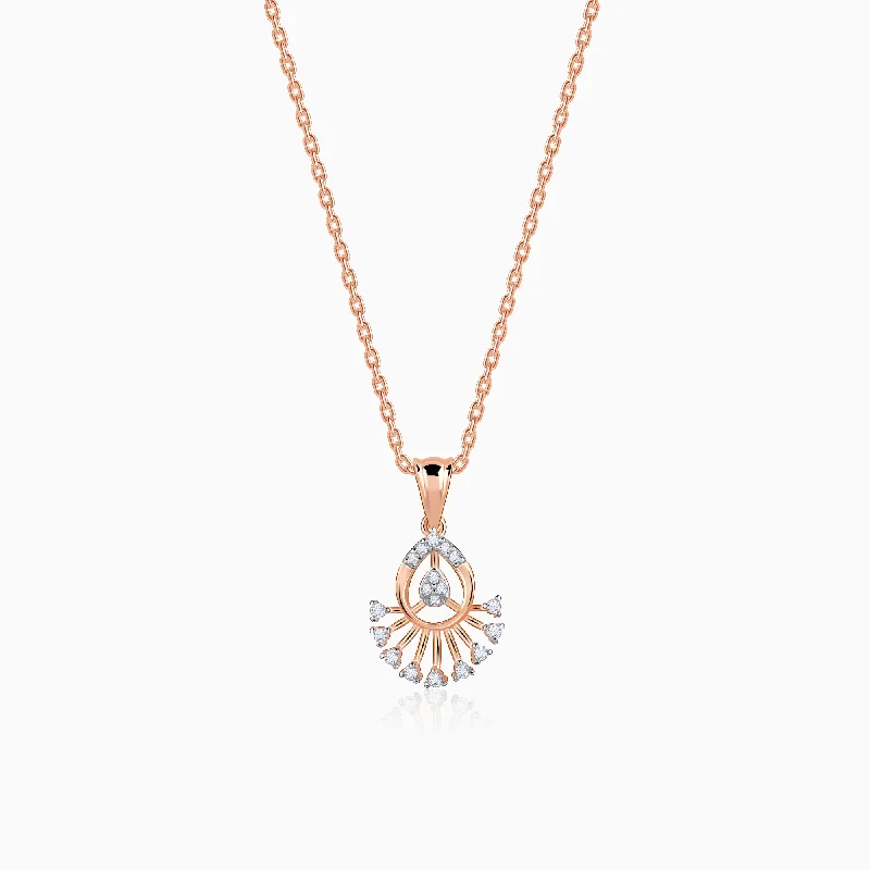 necklaces with yellow citrine -Rose Gold Sparkling Thrills Diamond Pendant