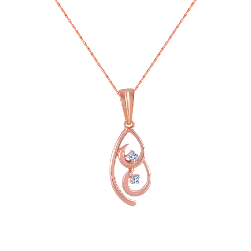 necklaces with onyx black -14k (585) Rose Gold And Diamond Pendant For Women