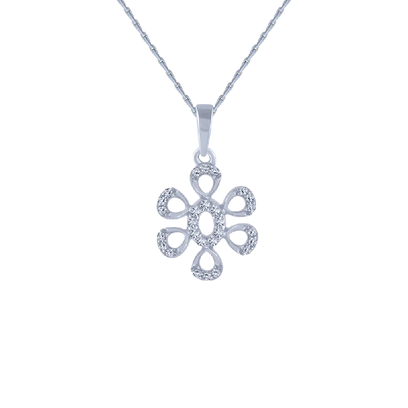 necklaces with gemstone beads -14KT (585) White Gold And Diamond Pendant For Women