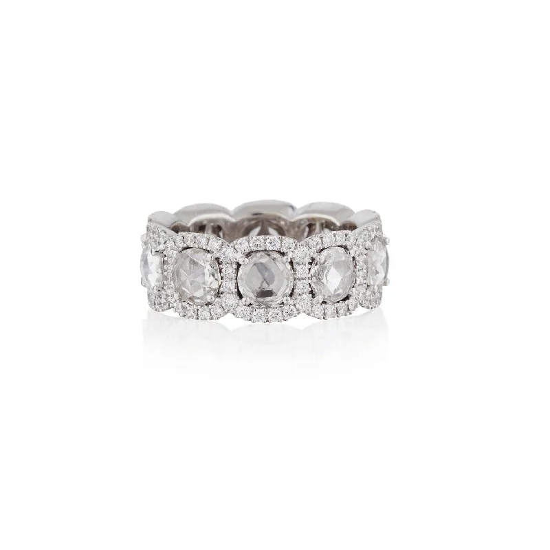 ladies engagement rings under 500 dollars -ROSE & ROUND CUT DIAMOND BAND