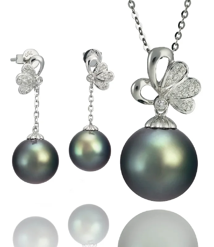 necklaces for holiday gift -Odyssey Tahitian Pearl Diamond Necklace Set