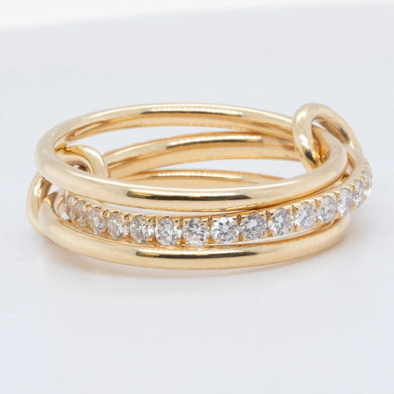 ladies engagement rings bold statement ring -18k Yellow Gold 3 Link Round Diamond Eternity Band 1.15ctw G SI1 Ring Size 6