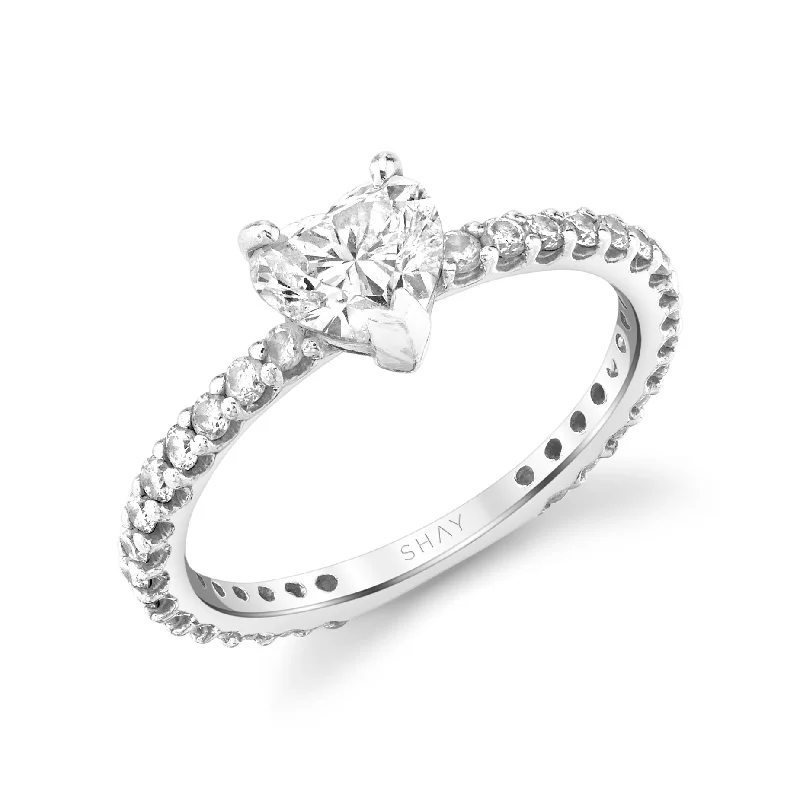 ladies engagement rings vintage charm -MINI ME DIAMOND SOLITAIRE HEART RING